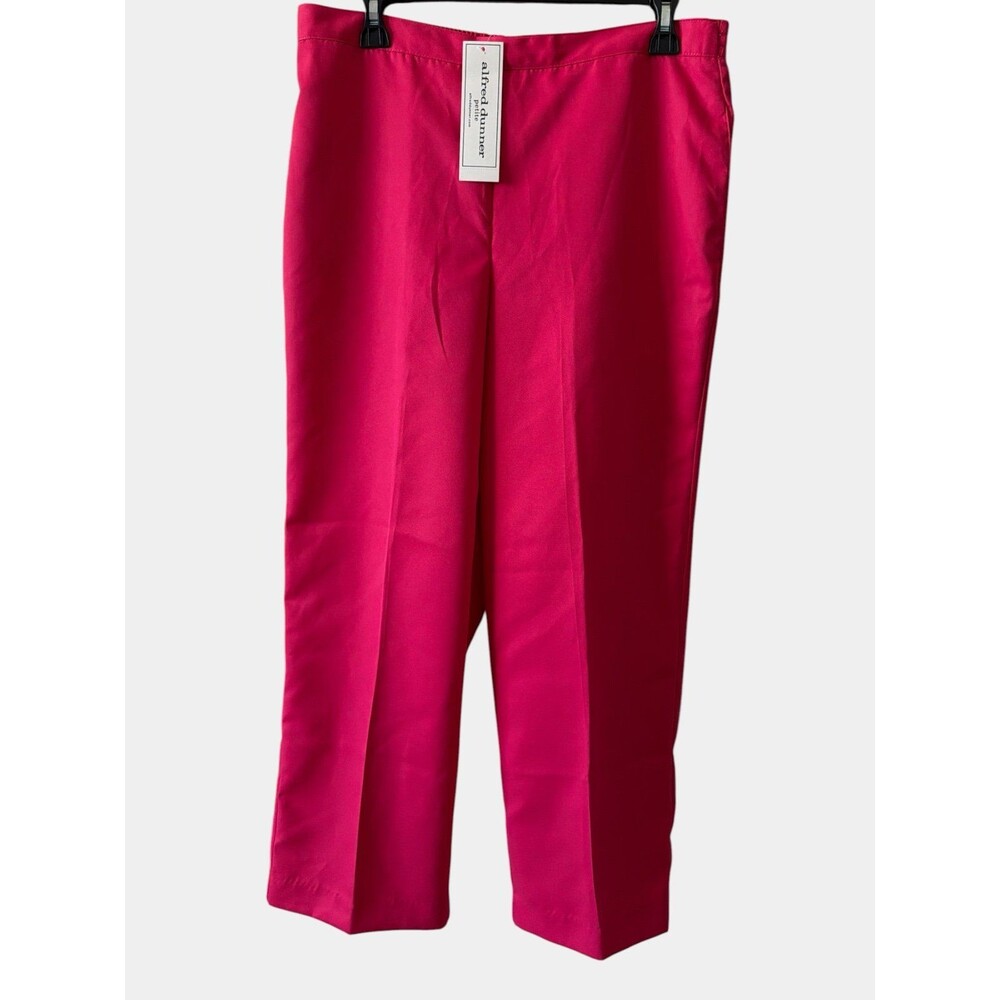 Alfred Dunner Pull On Pants Size 14P Hibiscus Pink Classic Flat Front NWT